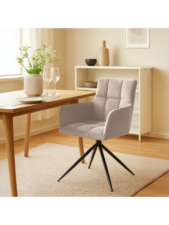 Lot de 2 chaises de salle à manger Jonah tissu, brun clair