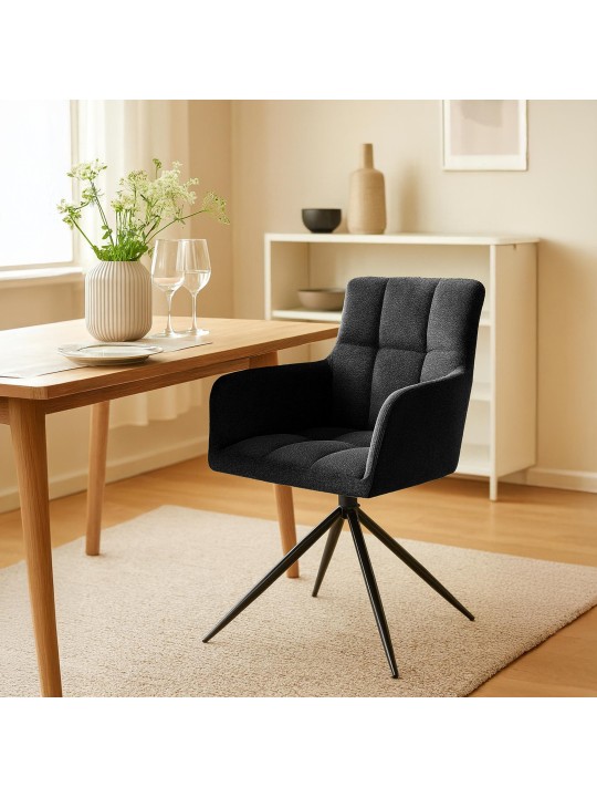 Lot de 2 chaises de salle à manger Jonah tissu, noir