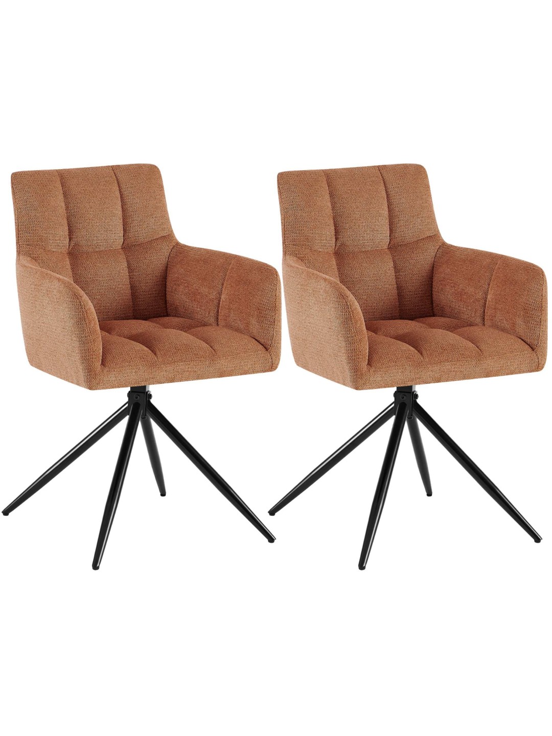Lot de 2 chaises de salle à manger Jonah tissu, orange