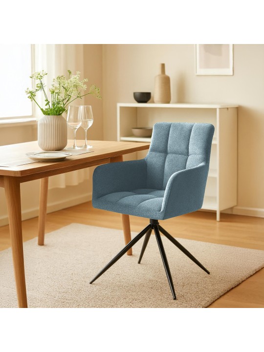 Lot de 2 chaises de salle à manger Jonah tissu, turquoise