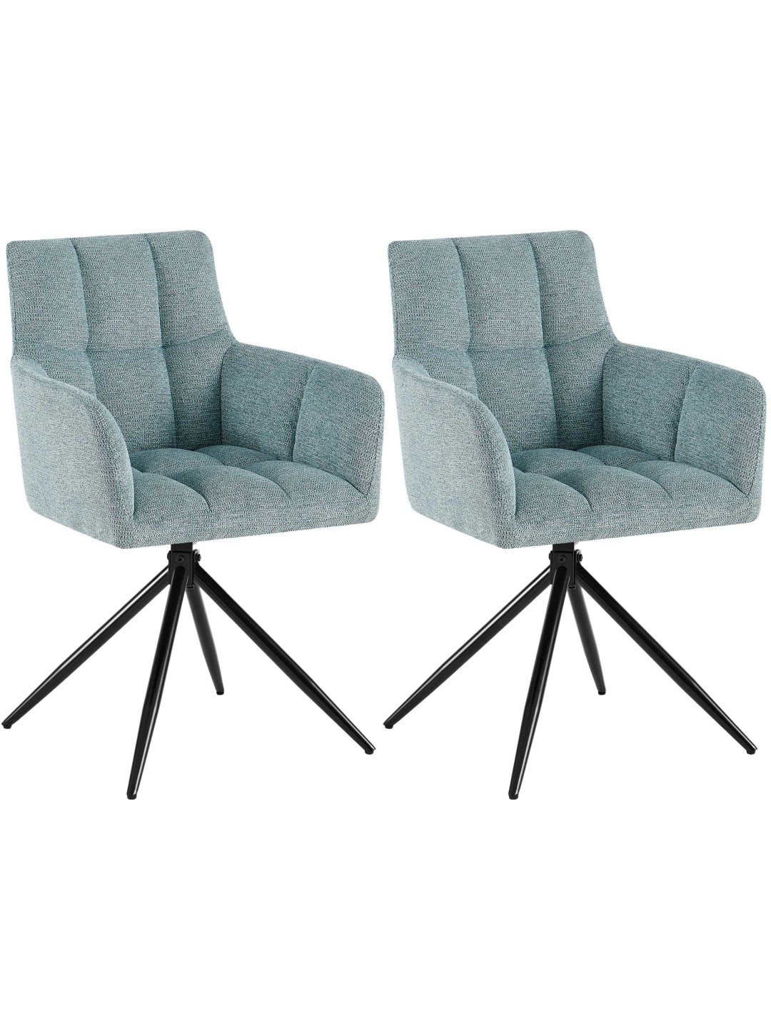 Lot de 2 chaises de salle à manger Jonah tissu, turquoise