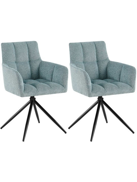 Lot de 2 chaises de salle à manger Jonah tissu, turquoise