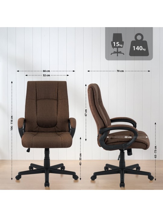 Chaise de bureau XL Sparta tissu, brun