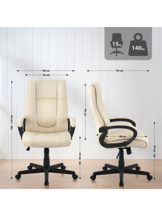 Chaise de bureau XL Sparta tissu, crème Chaise de bureau XL Sparta tissu, crème