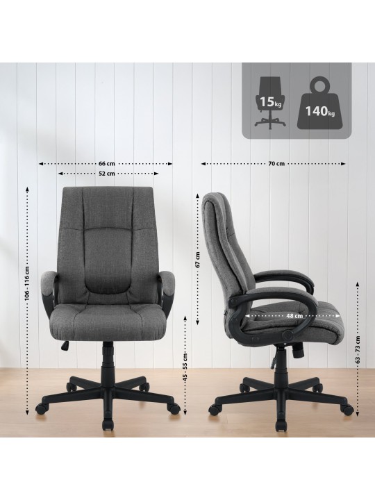 Chaise de bureau XL Sparta tissu, gris foncé