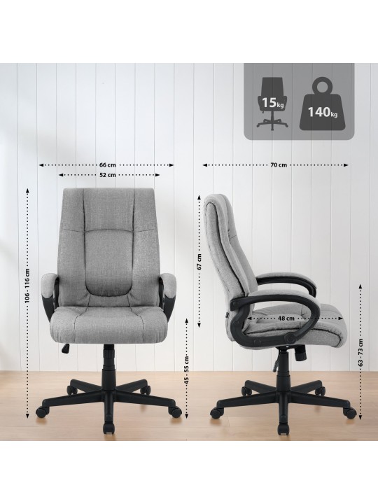 Chaise de bureau XL Sparta tissu, gris