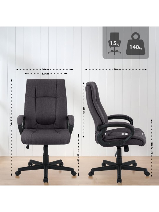 Chaise de bureau XL Sparta tissu, noir