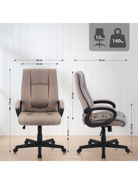 Chaise de bureau XL Sparta tissu, taupe