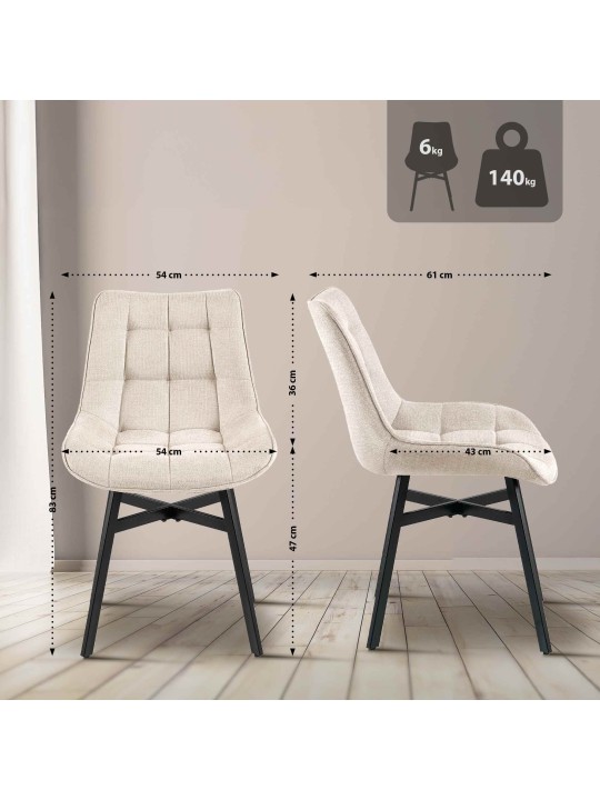 Chaise Colby en tissu, crème