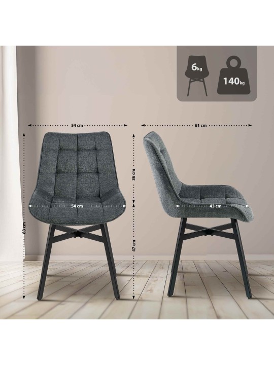 Chaise Colby en tissu, gris foncé Chaise Colby en tissu, gris foncé