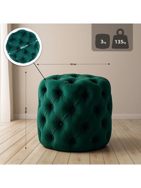 Tabouret Drancy Velours M, vert foncé Tabouret Drancy Velours M, vert foncé