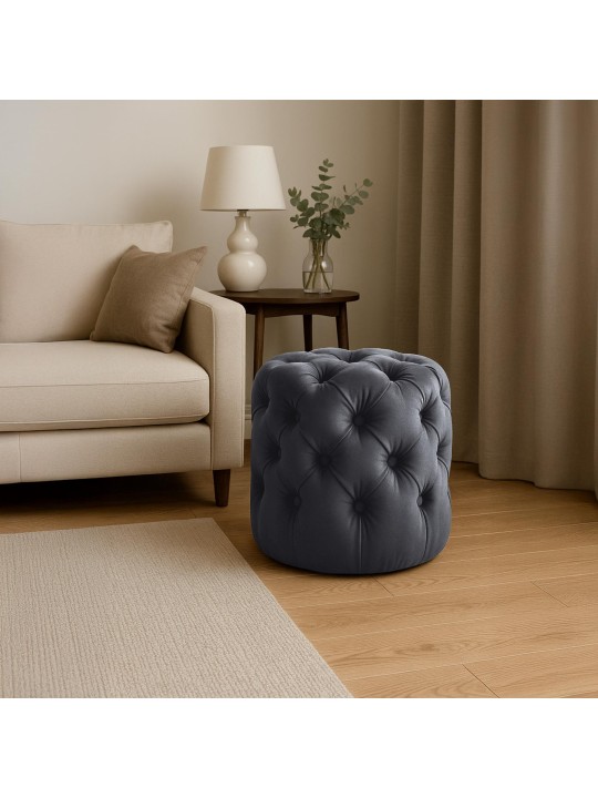 Tabouret Drancy Velours M, gris foncé
