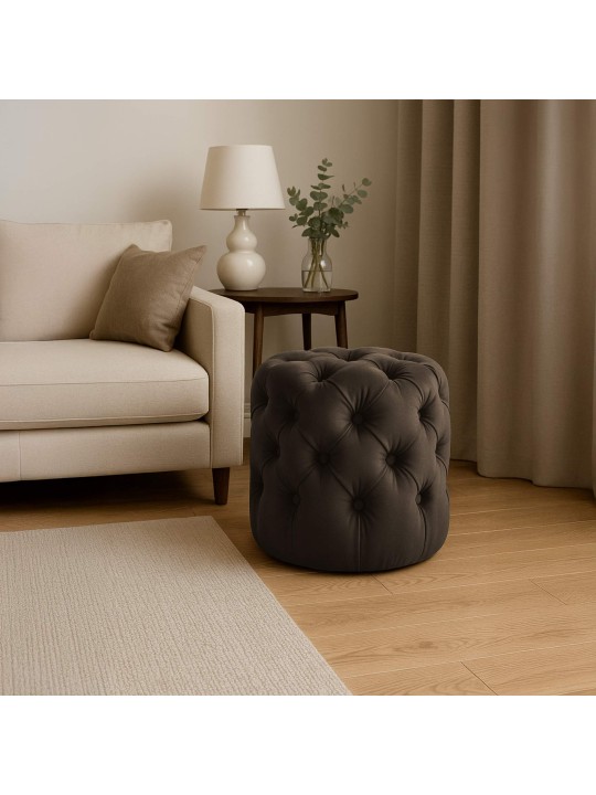 Tabouret Drancy Velours M, brun foncé Tabouret Drancy Velours M, brun foncé