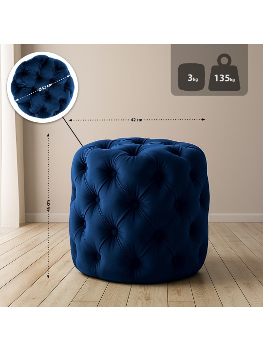 Tabouret Drancy Velours M, bleu