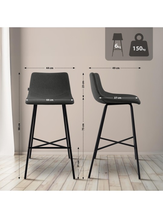 Tabouret de bar Altona tissu, gris foncé