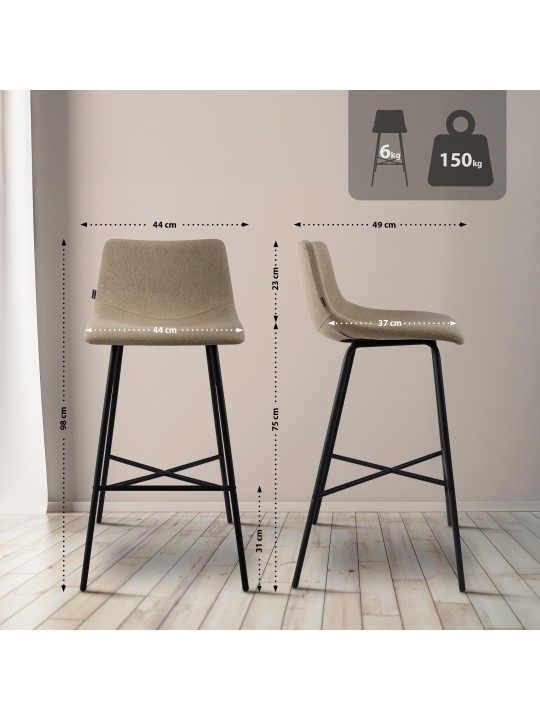 Tabouret de bar Altona tissu, taupe