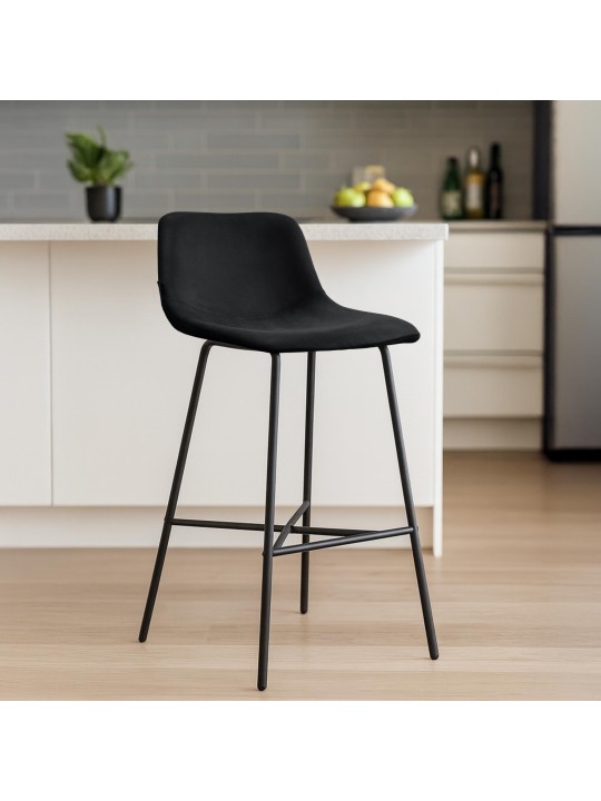 Tabouret de bar Altona velours, noir