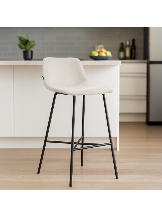 Tabouret de bar Altona velours, crème
