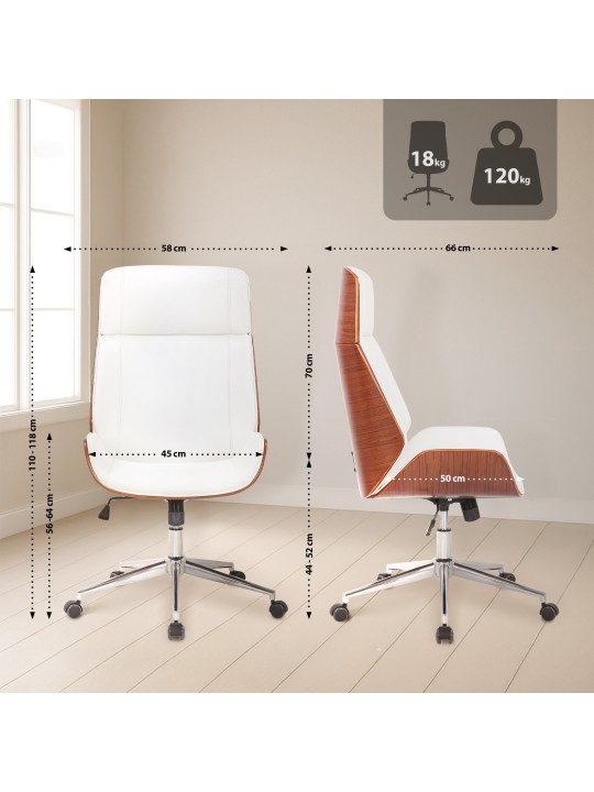 Chaise de bureau Varel simili cuir, noyer/blanc Chaise de bureau Varel simili cuir, noyer/blanc