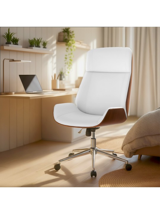 Chaise de bureau Varel simili cuir, noyer/blanc Chaise de bureau Varel simili cuir, noyer/blanc