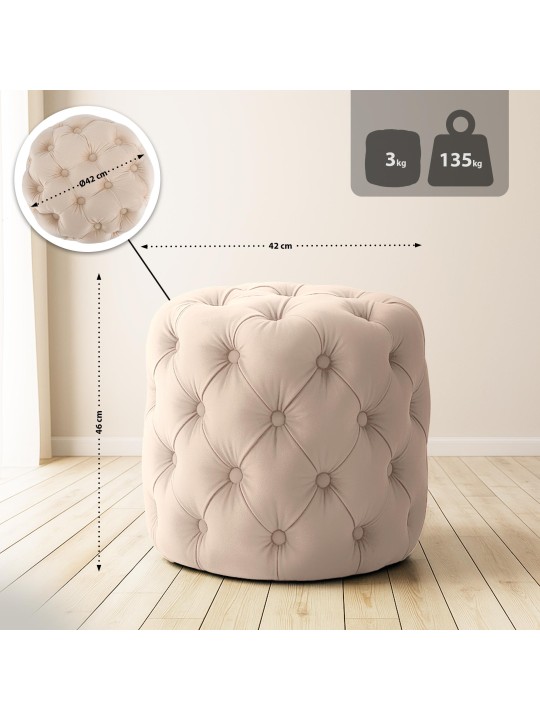 Tabouret Drancy Velours M, crème