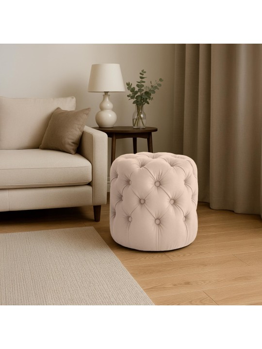 Tabouret Drancy Velours M, crème