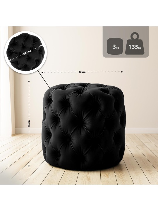 Tabouret Drancy Velours M, noir