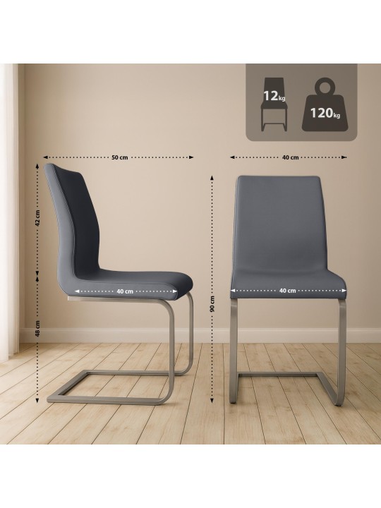 Lot de 2 chaises de salle à manger Belfort, gris
