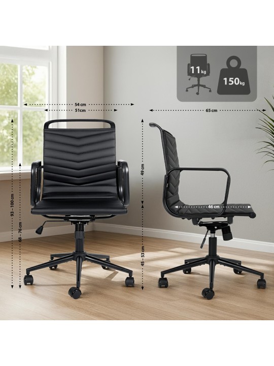 Chaise de bureau Bakers simili cuir, noir