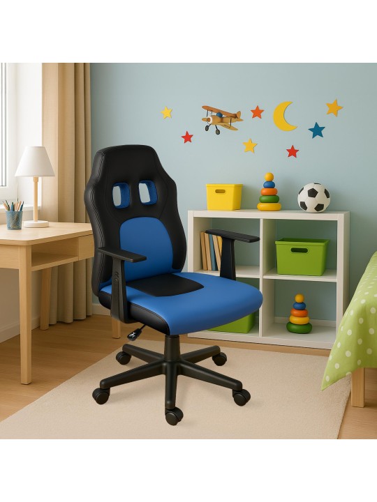 Chaise de bureau pour enfants Fun, noir/bleu