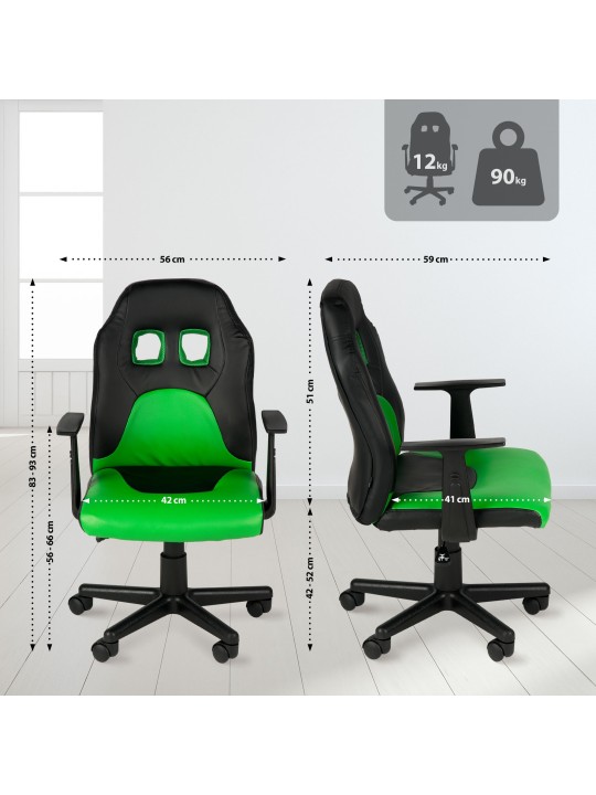 Chaise de bureau pour enfants Fun, noir/vert Chaise de bureau pour enfants Fun, noir/vert