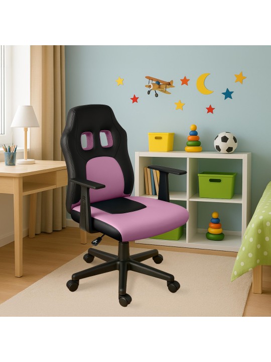 Chaise de bureau pour enfants Fun, noir/rose