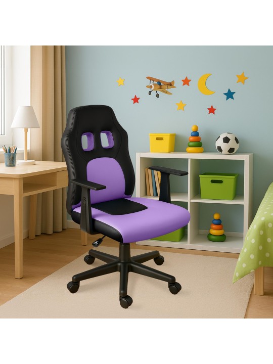 Chaise de bureau pour enfants Fun, noir/lilas
