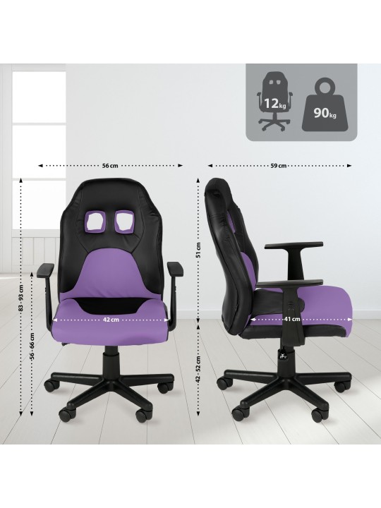 Chaise de bureau pour enfants Fun, noir/lilas