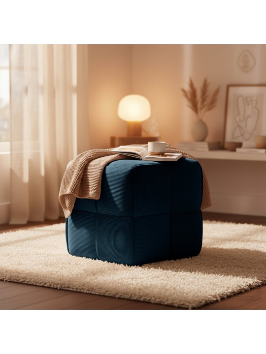 Tabouret Forinta Cord, bleu foncé