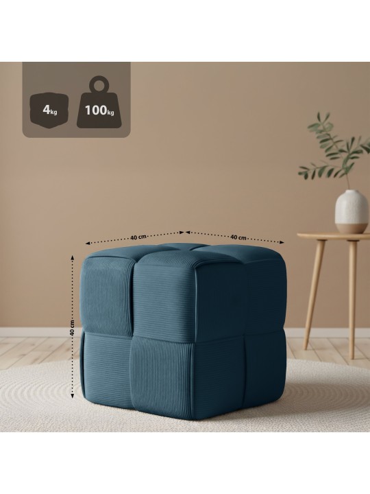 Tabouret Forinta Cord, bleu foncé