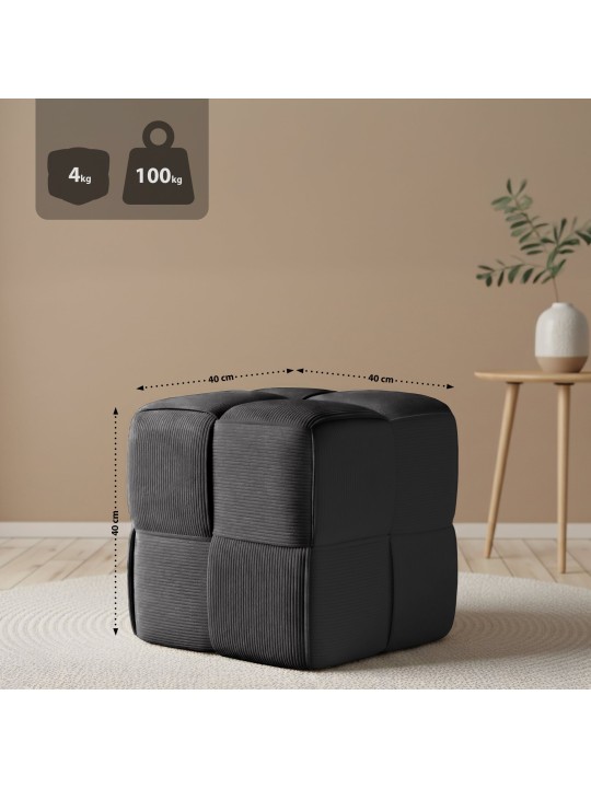 Tabouret Forinta Cord, gris foncé