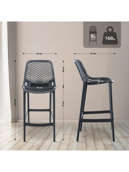 Tabouret de bar Air, gris foncé