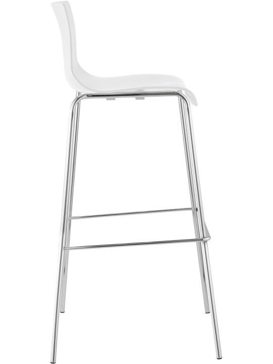 Tabouret de bar Hoover chromé structure 4 pieds, blanc