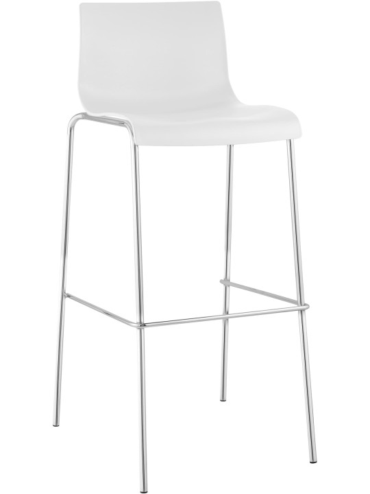 Tabouret de bar Hoover chromé structure 4 pieds, blanc