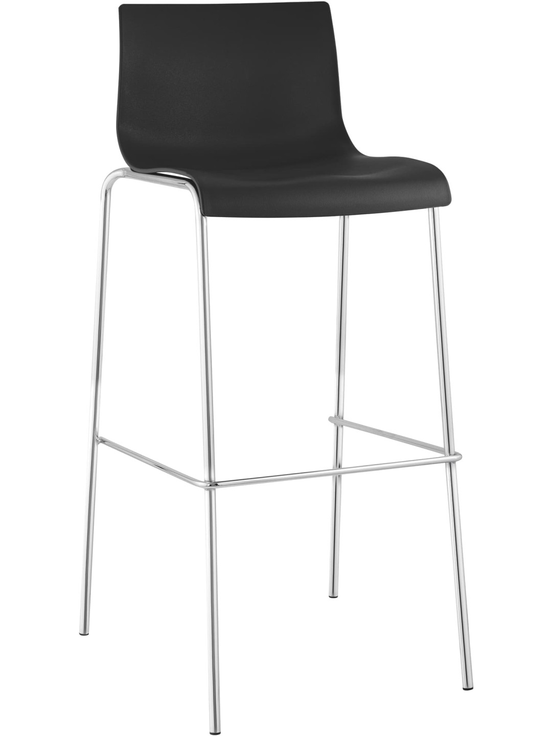 Tabouret de bar Hoover chromé structure 4 pieds, noir