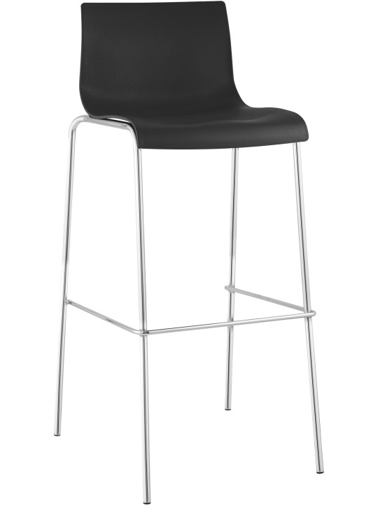 Tabouret de bar Hoover chromé structure 4 pieds, noir