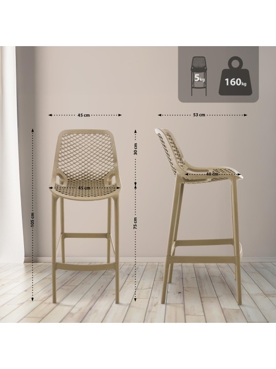 Lot de 2 tabourets de bar Air, taupe Lot de 2 tabourets de bar Air, taupe