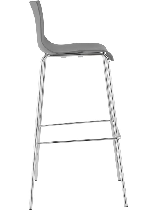 Tabouret de bar Hoover chromé structure 4 pieds, gris