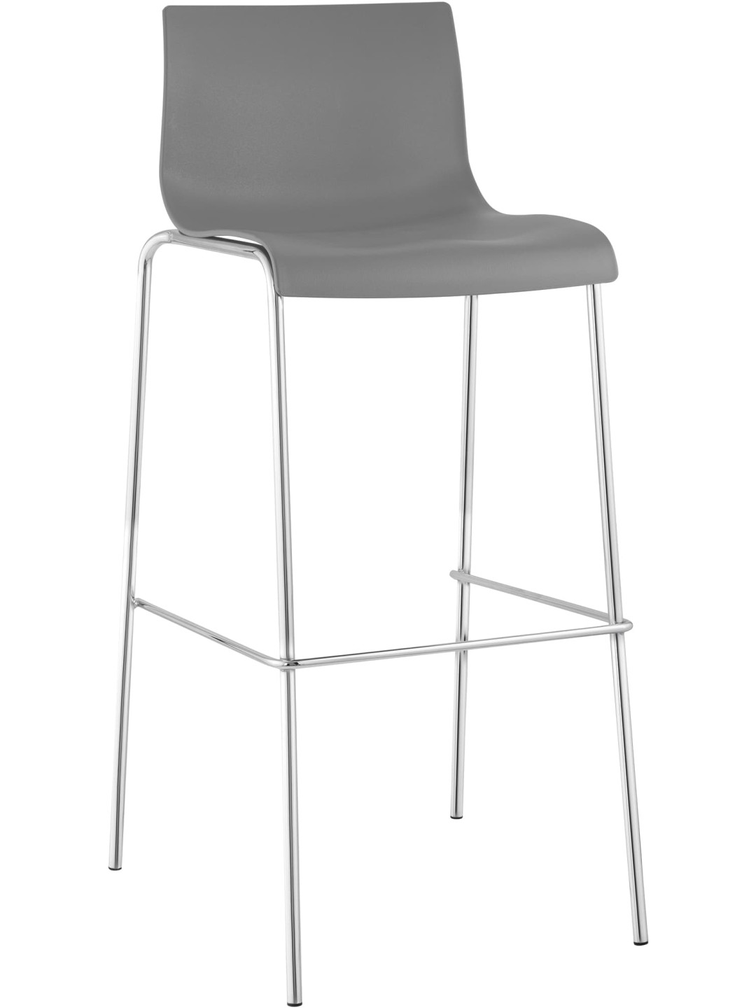 Tabouret de bar Hoover chromé structure 4 pieds, gris