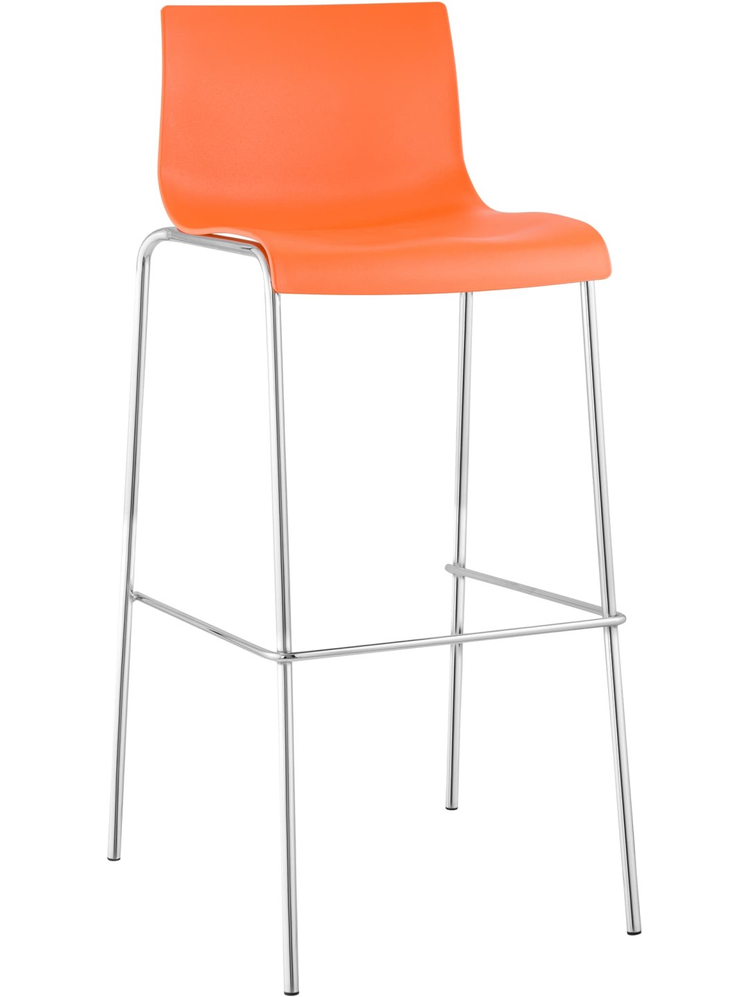 Tabouret de bar Hoover chromé structure 4 pieds, orange