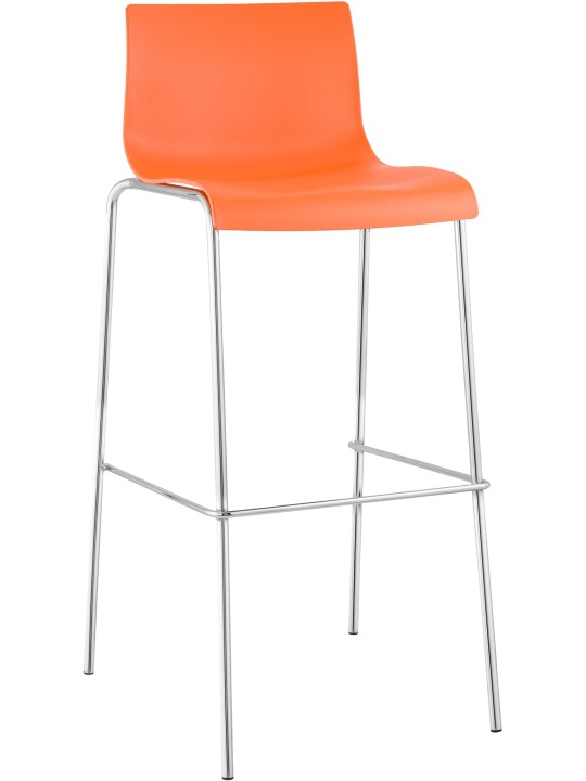 Tabouret de bar Hoover chromé structure 4 pieds, orange