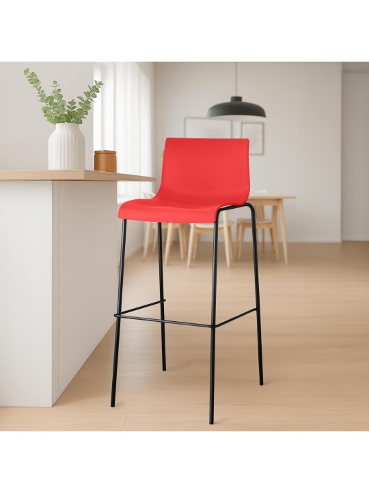Tabouret de bar Hoover structure 4 pieds, rouge
