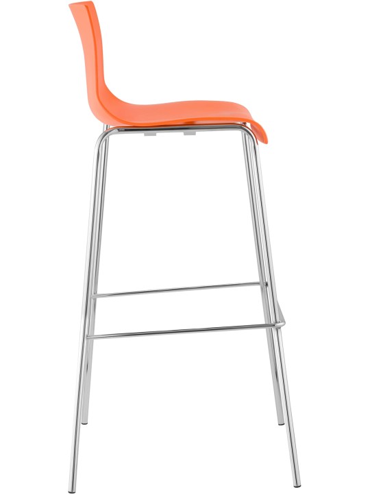 Lot de 2 tabourets de bar Hoover plastique 4 pieds structure chrome, orange
