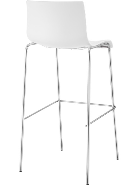 Lot de 2 tabourets de bar Hoover plastique 4 pieds structure chrome, blanc